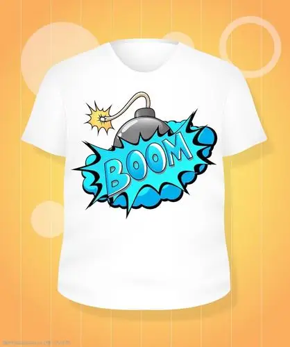 有趣的白色t恤设计矢量插画模板