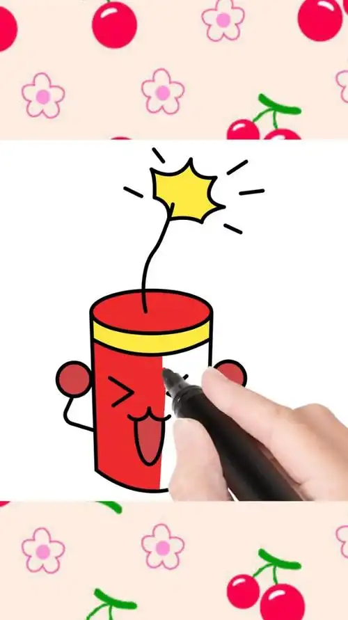 辞旧迎新,鞭炮简笔画