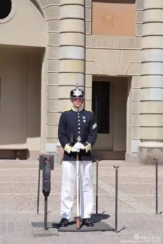 瑞典的皇宫是目前世界上仍在使用的最大的皇家宫殿.图为:皇家卫兵