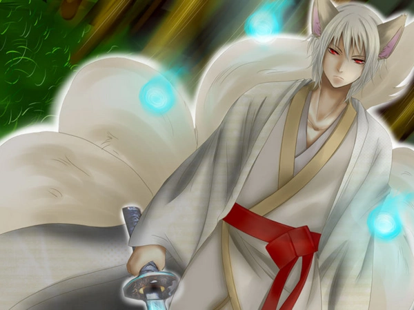 古风手绘男九尾狐