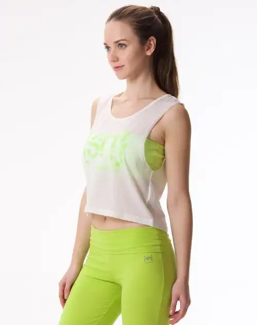 女子cool羊毛运动抹胸配短款t恤冰山冰/荧光绿