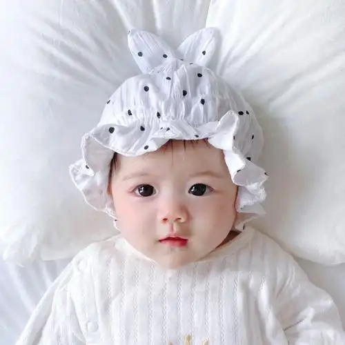 婴儿帽子春秋夏季薄款新生儿0到3个月女宝宝遮囟门卤门帽公主风
