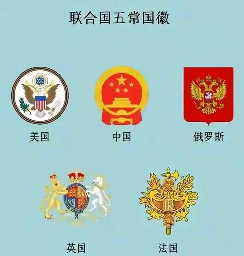 五常国家的国徽: 第一,美国:很多人认为美国的国徽上是鹰,代表美瓜耨