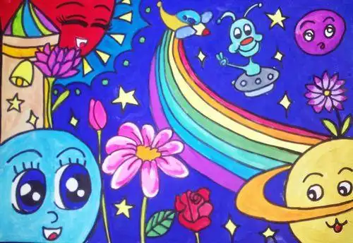 《宇宙银河》/少儿绘画作品/儿童画/网络美术馆_中国少儿美术教育网