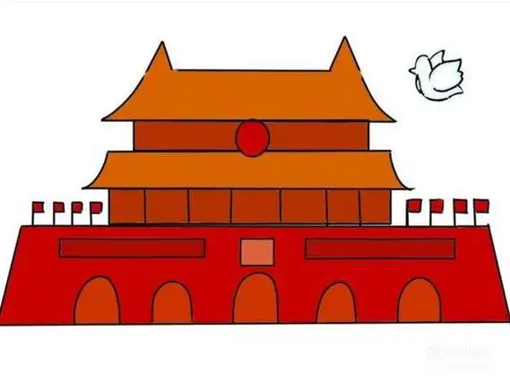 楼房北京天安门怎么画北京天安门简笔画简单彩色天安门广场简笔画红色