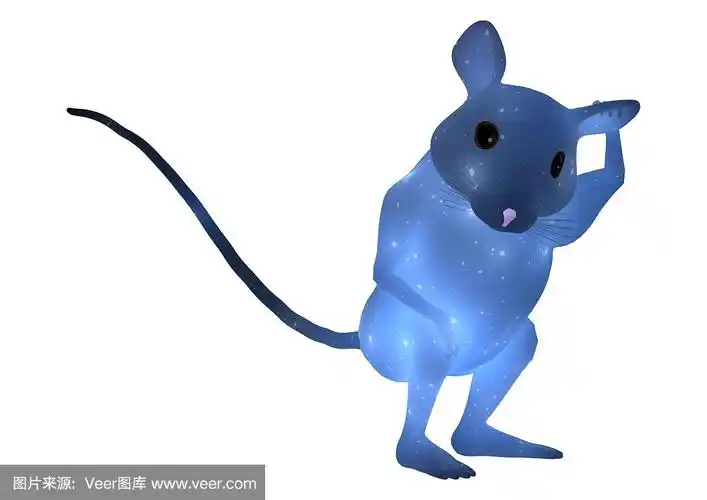 3d renderштп蓝色的老鼠在白色