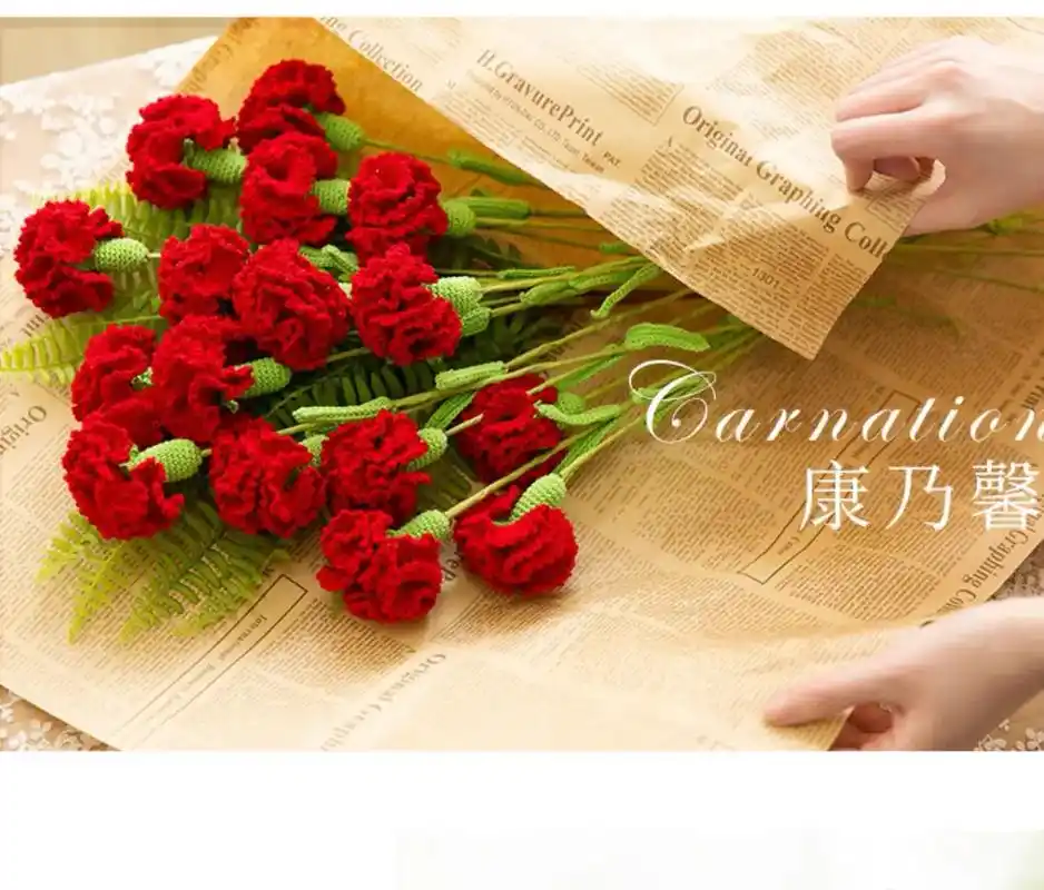 手工钩织,康乃馨,寓意与花语.#图文伙伴计划 #情感 #手工 - 抖音