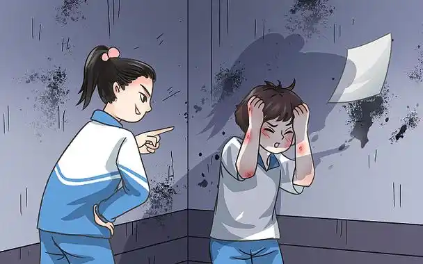 2020青少年法制教育校园法制教育海报设计卡通漫画校园欺凌被校园暴力