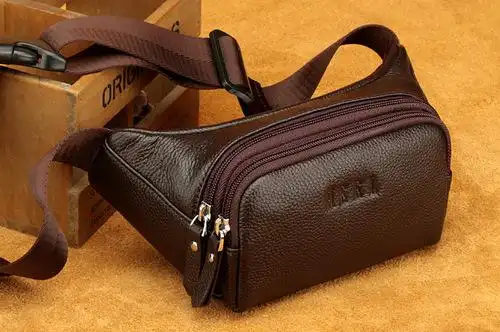 腰包男士真皮 头层牛皮小腰包 多功能户外休闲胸包 男女通用