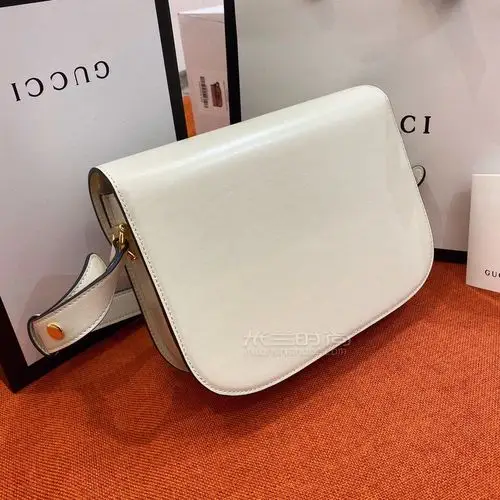 倪妮同款gucci古驰女包1955马衔扣手袋单肩包白色手拎包602204真假