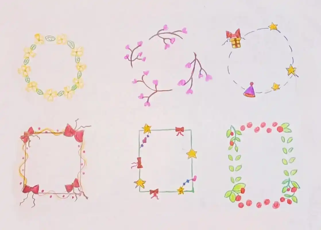 96简单又可爱的花边边框~ 零基础也能画的好开心～ 可以做手账,画手