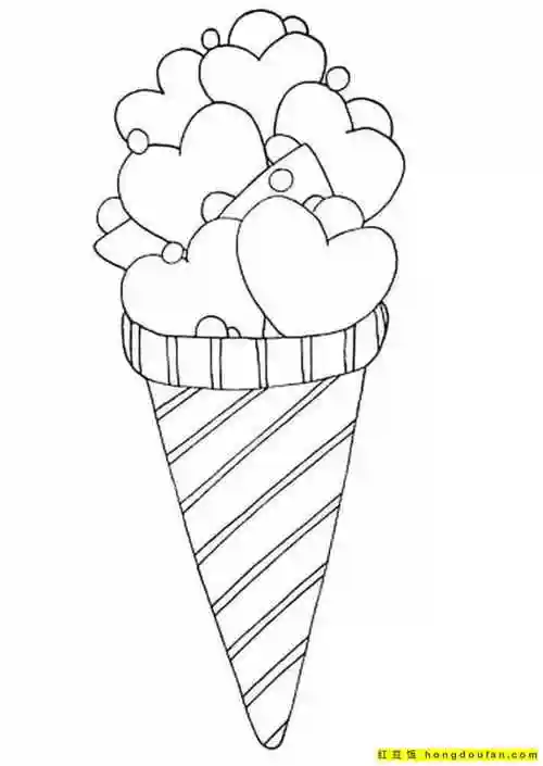 10张冰激凌球冰激凌杯草莓冰激凌卡通涂色图片-红豆饭小学生简笔画