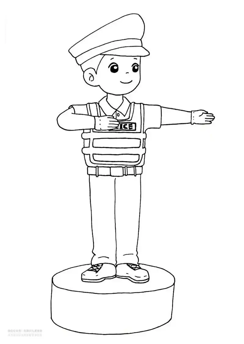 儿童画教程|人物动态的练习《忙碌的交通警察》