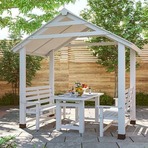 藤朝铁艺亭子户外别墅庭院实木四角凉棚楼顶花园小房子碳化木屋凉亭