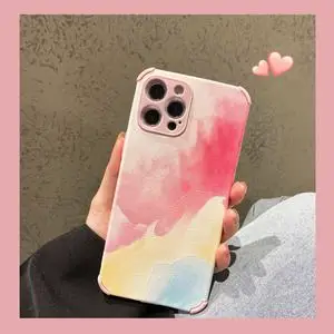 ins适用苹果12手机壳iphone11promax保护套xsmas水彩xr春樱色7plus