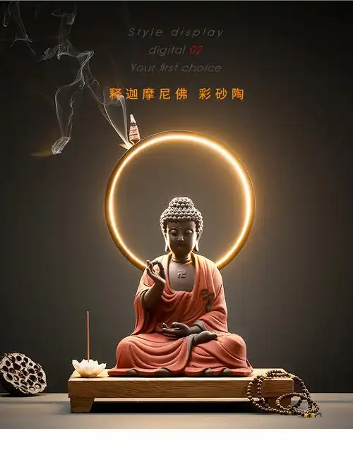 新中式客厅陶瓷禅意如来佛佛像摆件华严三圣家居装饰品创意玄关柜