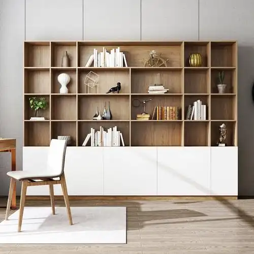 简约现代落地书柜定制整墙一体北欧书房书橱组合书柜