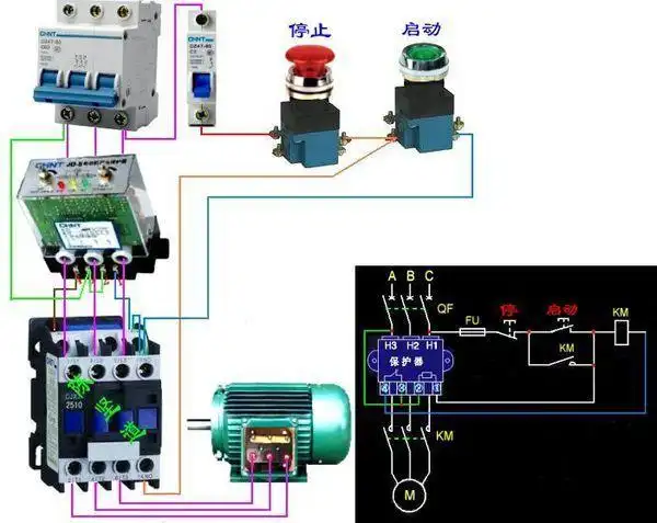 应是综合保护器供电接线不当,按启动按钮使接触器和综合保器同时得电