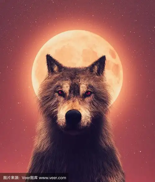 三维图形,绘画插图,狼,月亮,怪异