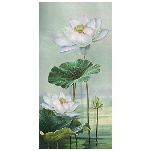 艺幻荷塘月色荷花手绘油画新中式花卉绿荷叶装饰画客厅挂画玄关肌理画