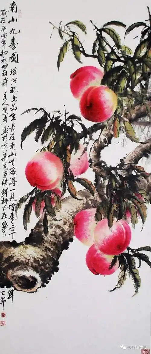 贾进考画桃这是当代实力派画家贾进考(1953—)画的一组寿桃,真让人