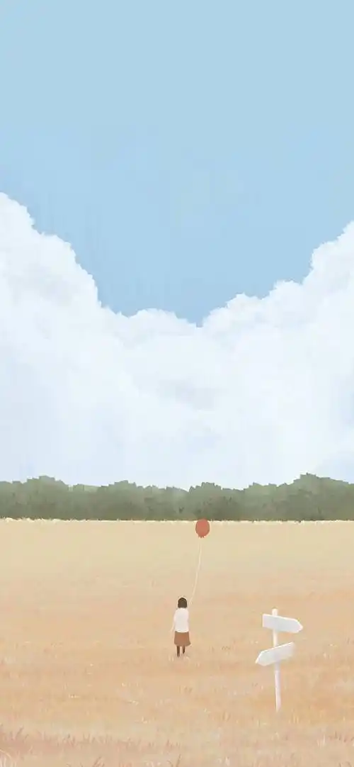 色彩简洁明快的插画手机壁纸