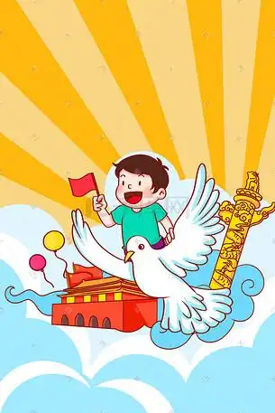 卡通手绘扁平男孩放飞和平鸽插画党