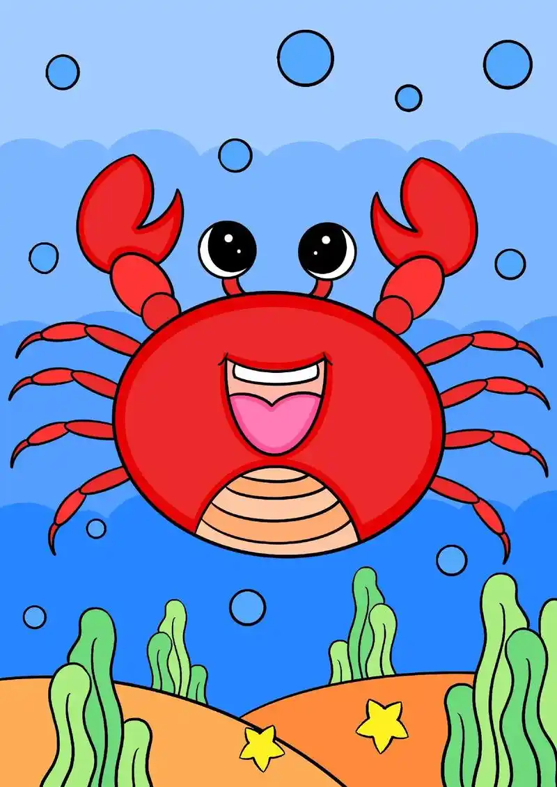 可爱的螃蟹.你会画螃蟹吗,打卡学起来吧#画画 #儿童画 #简 - 抖音