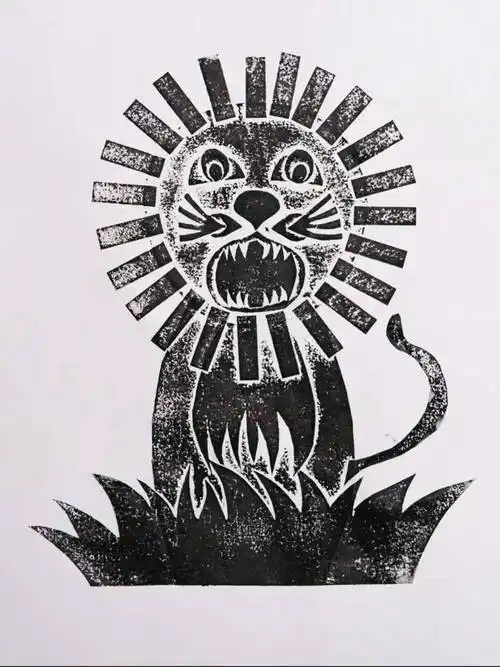 八角镇幼儿园中班"快乐一起宅"中班纸版画《狮子王》