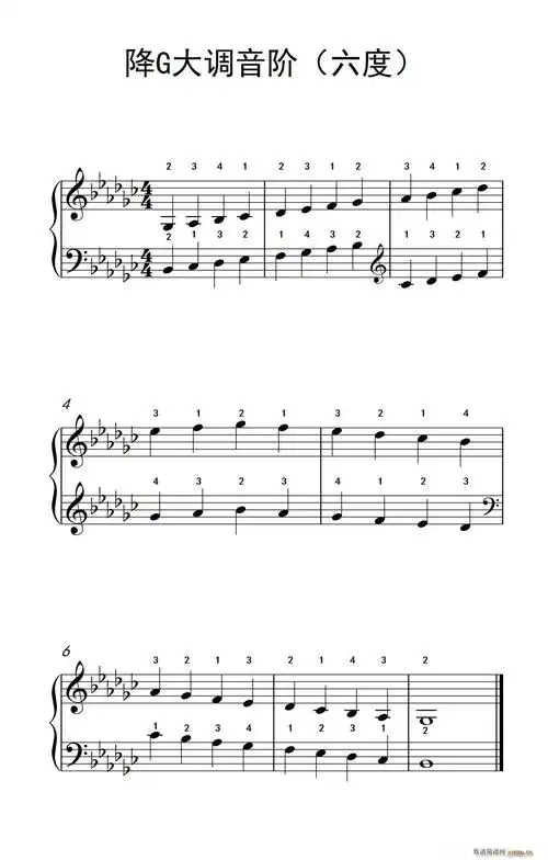 降g大调音阶六度孩子们的钢琴音阶和弦与琶音2