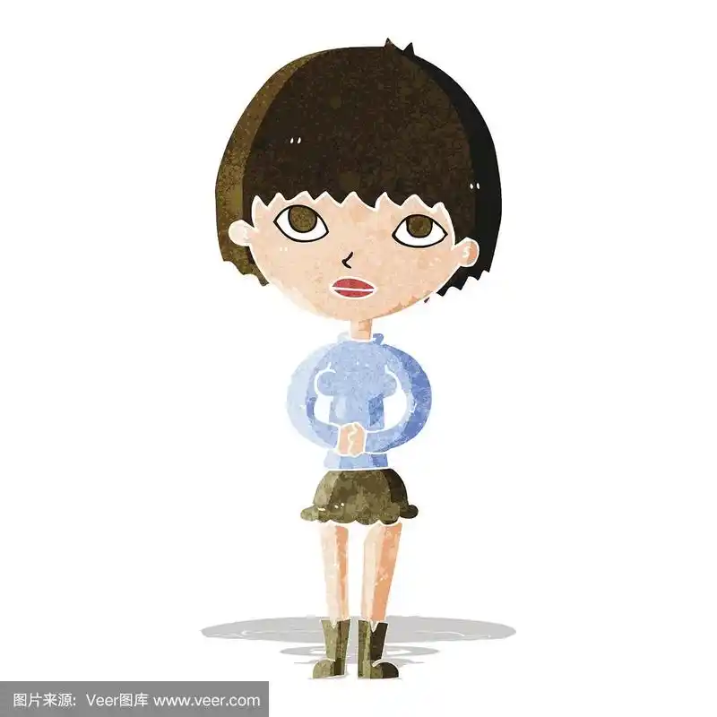 卡通女人耐心等待