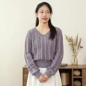 毛儿手作 丹青女士花样毛衣材料包 棒针手工毛线编织制作 5股流年