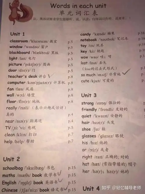 以下是人教版四年级上册的单词表和单词速记,你可以参考下