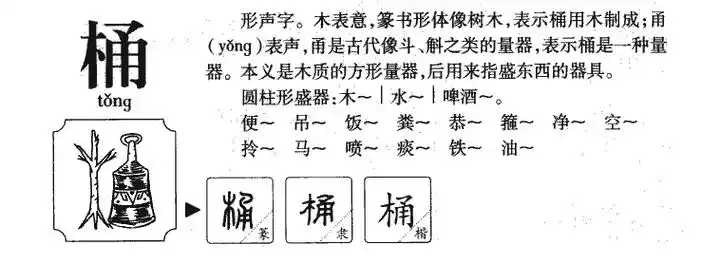 桶的部首|桶的拼音|桶的组词|桶的意思 - 查字典