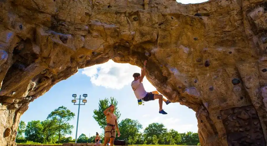 rock climbing at the worlds largest free outdoor climbing wall