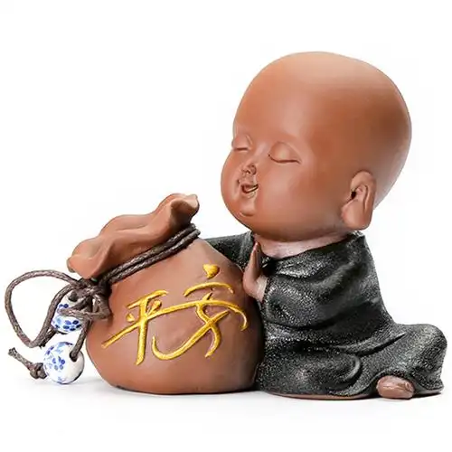 敬平创意汽车摆件可爱小和尚佛像车内装饰品个性车载配件一路平安送