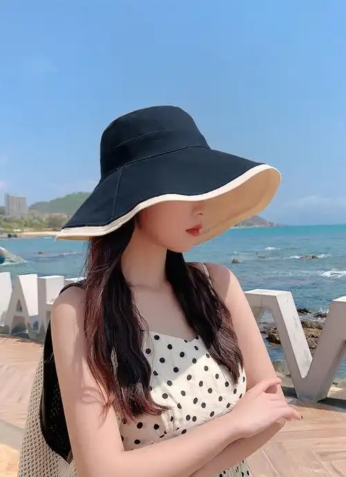 岩秦新品冒子女帽子帽子女夏天防晒帽遮阳户外网红渔夫帽百搭圆脸