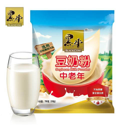 黑牛中老年豆奶奶粉720g袋装蔗糖家庭冲饮早餐豆奶粉