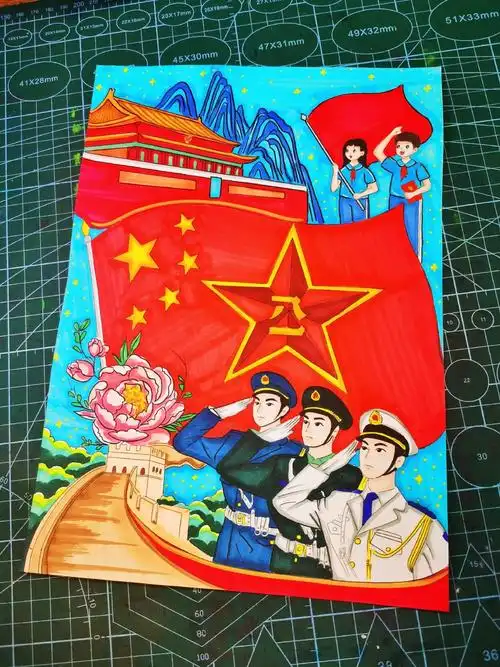 八一建军节主题绘画作品 马克笔手绘 #画画 #爱国拥军  - 抖音