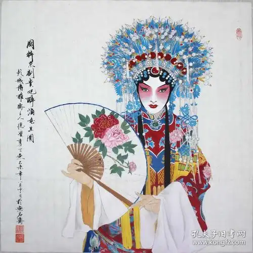 中国传统工笔画京剧贵妃醉酒精品工笔画国画居家收藏精品定制工笔