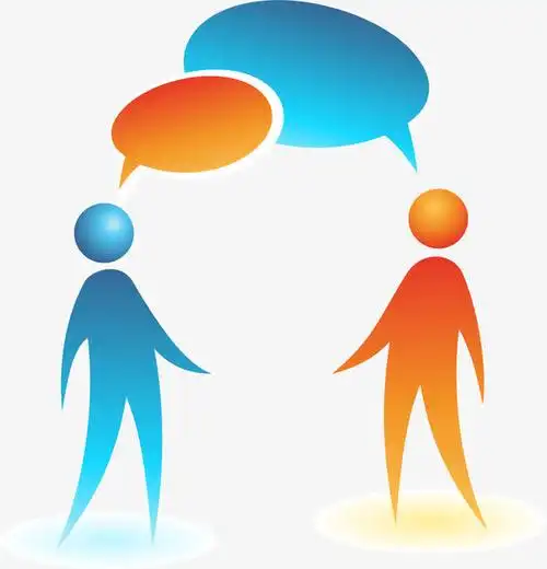 手绘卡通黄蓝人物对话免抠素材免费下载_觅元素51yuansu.com