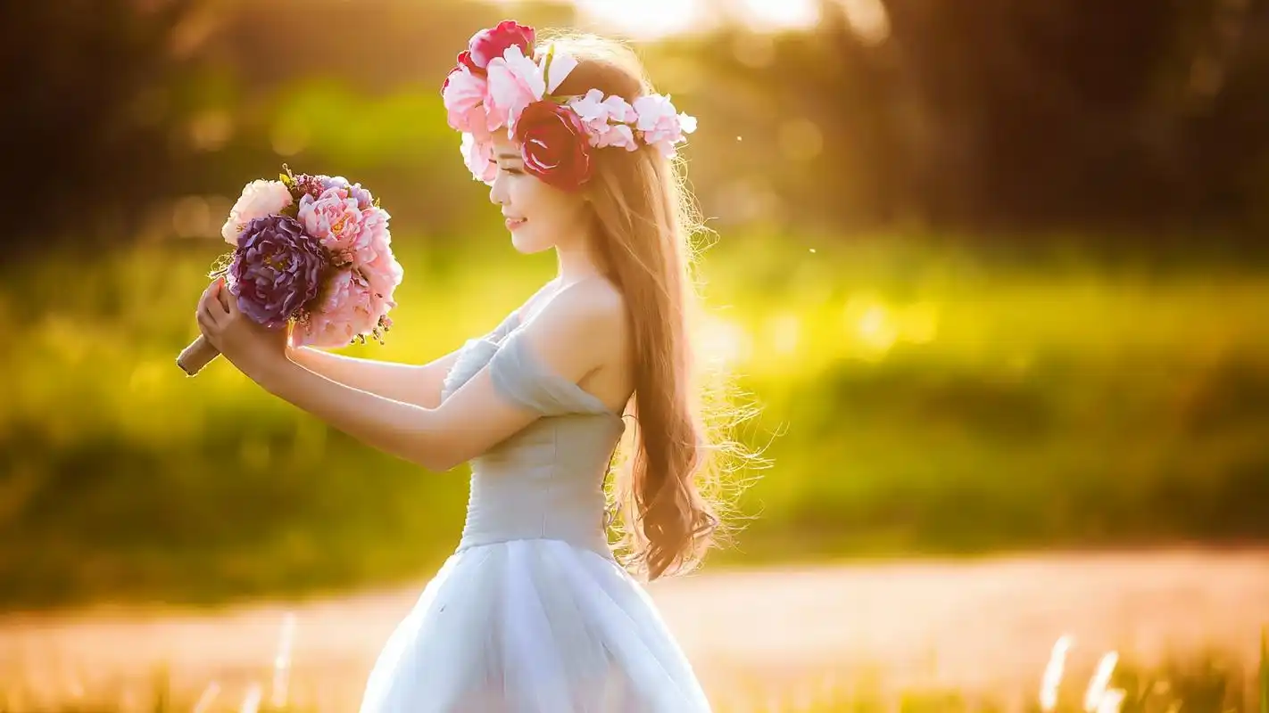 精选文艺风小清新美女写真高清宽屏壁纸.