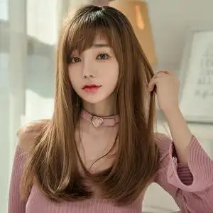 假发女中长发直发隐形无痕圆脸网红cos自然空气刘海整顶全头套式