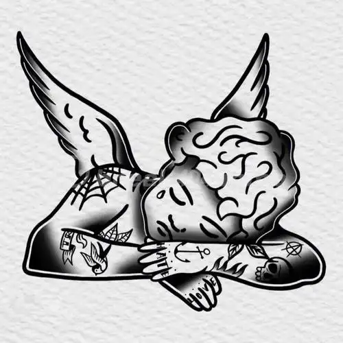 9张oldschool纹身手稿天使纹身手稿