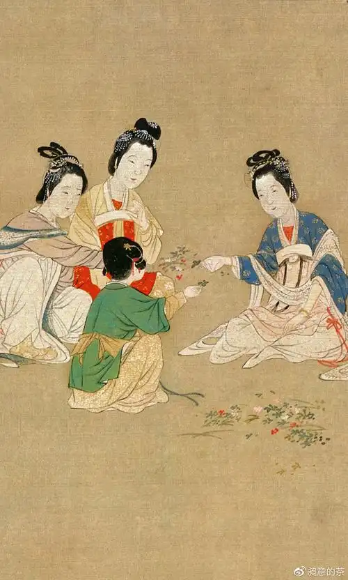 明 仇英 《汉宫春晓图》局部.