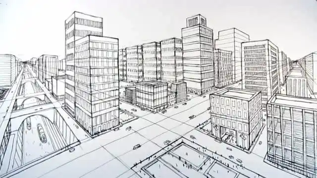 如何用两点透视画城市街景
