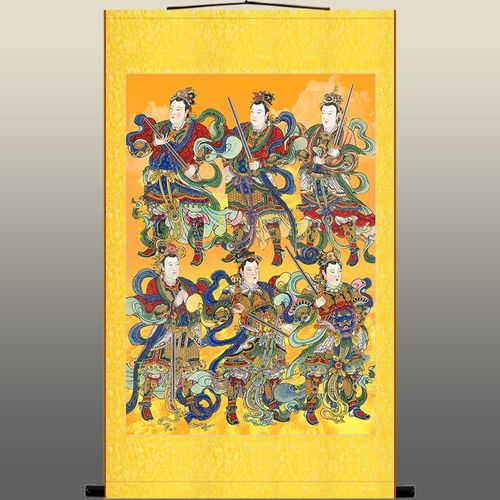 六丁六甲画像 道场护法神将玉女神像画 绢布卷轴挂画来图定制订做