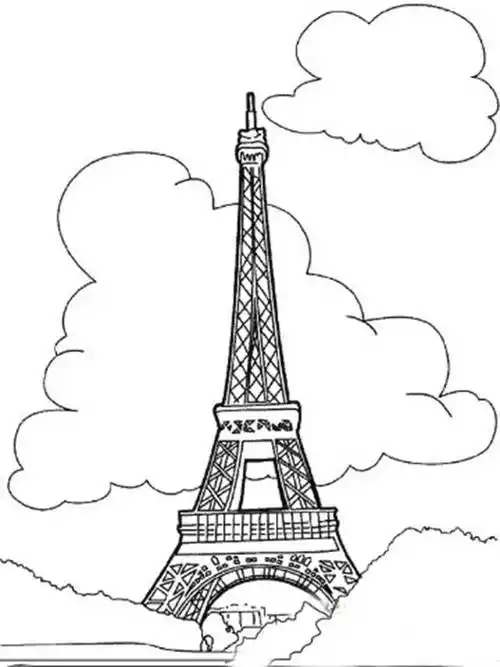 埃菲尔铁塔简笔画 埃菲尔铁塔简笔画彩色 - 水彩迷
