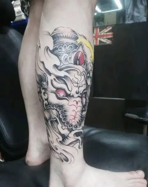 象神纹身图片_腿部纹身图案