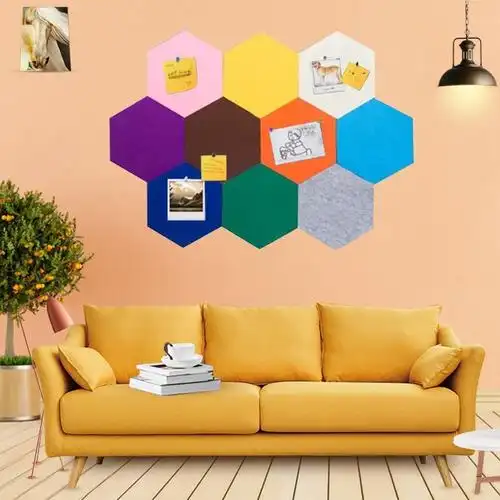 自粘六边形毛毡板创意照片墙贴幼儿园公司告示留言板背景墙公告栏